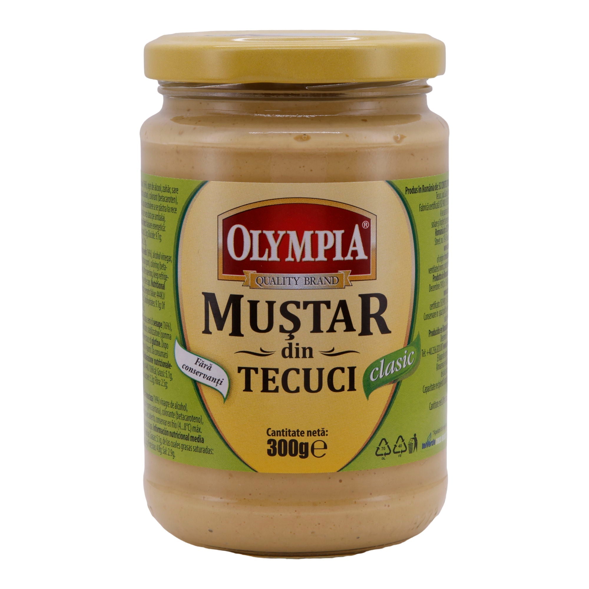 Senf Olympia | Mustar din Tecuci Clasic | Traditionell, ohne Konservierungsstoffe | 300 g OLYMPIA